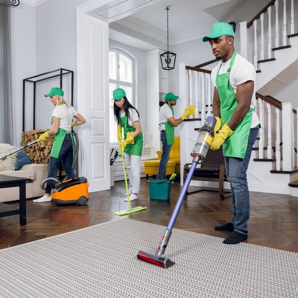 the CLE Deep Cleaning Services LLC team deep cleaning a sitting area
